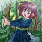 森林公園の制服少女