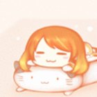 ネコさん抱き枕の上で寝るミライ小町ちゃん